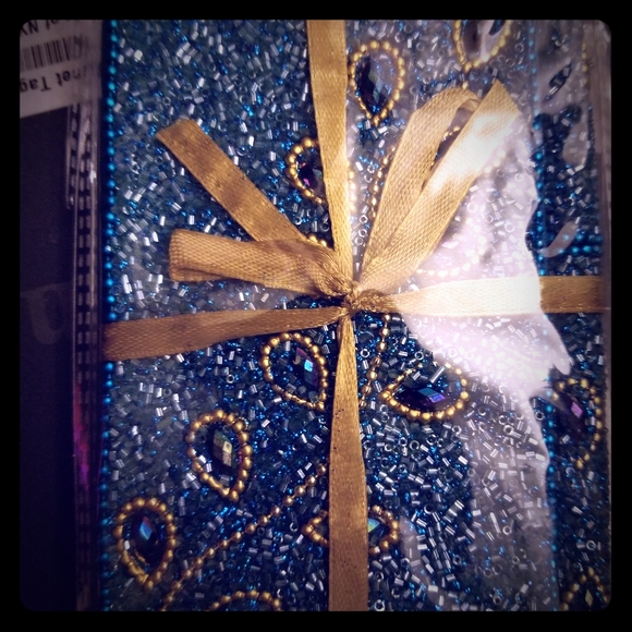 Other - New Bedazzled blue beaded journal with pen set